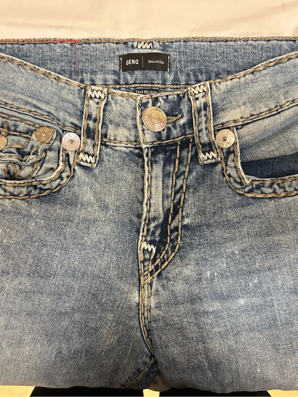 True Religion Men’s Light Wash Geno Relaxed Slim Jeans
